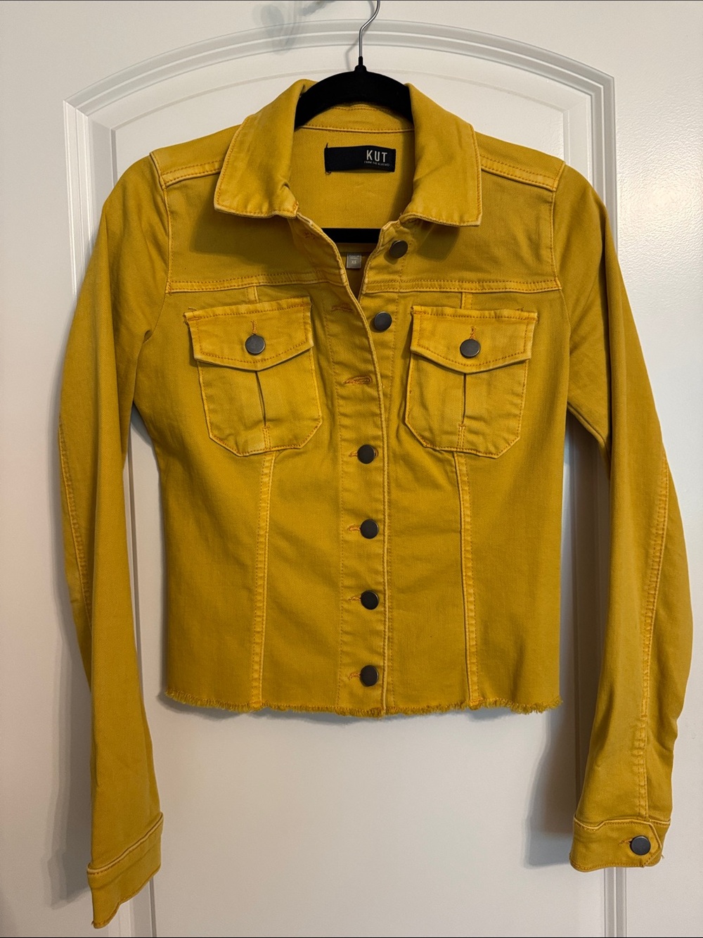 Kut from the Kloth Mustard Yellow Denim Jacket - Women's Button-Up Jean Coat